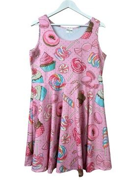 CowCow Pink Sweets Dress Women Plus Sz 3XL